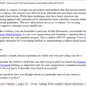 [Answered] NURS 6052 Week 1 Discussion: Nursing Research and Evidence-Based Practice