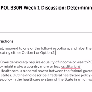 [Solved] POLI330N Week 1 Discussion: Determining Democracy