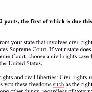 [Solved] POLI330N Week 6 Assignment: Part I: How the Courts Address or Respect Our Rights as Citizens