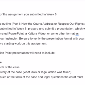 (Solved) POLI330N Week 7 Assignment: Part II: How the Courts Address or Respect Our Rights as Citizens – Presentation