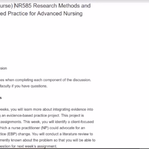 NR585 Research Methods and Evidence-Based Practice for Advanced Nursing Practice