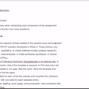NR585NP-69043 Assignments Week 5: Literature Summary
