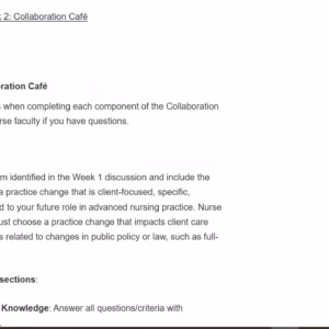 NR585NP-69043 Week 2: Collaboration Café  PICOT Question